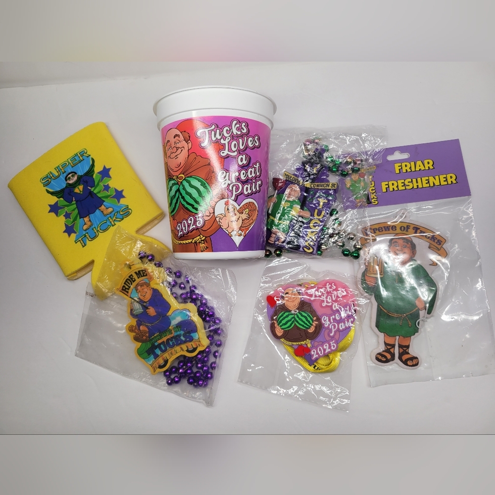2025 Krewe Of Tucks Signature Mardi Gras Parade Throw Lot New Orleans, La - 6pcs